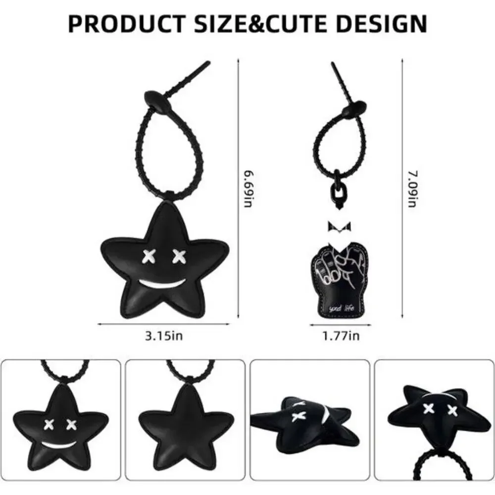 2Pcs Leather Bag Charms for Handbag Funny Black Purse Charms finger Star